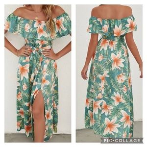 SHEIN Floral Print Split Hem Dress